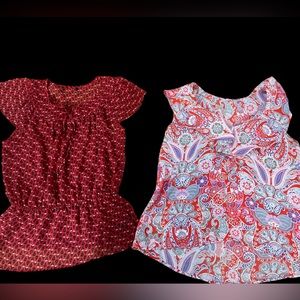 Anthropologie Alfani paisley peplum ruffle blouse shirt lot red blue pink M 90’s